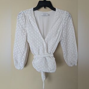 Greylin (Anthropologie) Celine Eyelet Blouse/Top, White (SIZE XS)